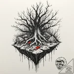 Unmarked tomb beneath spectral roots, concept… – tattoo sketch (№1752259395_0, 11.07.2025 18:43) — tattoovalue.net
