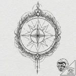 Graven sigil spinning through mist, artistic… – tattoo sketch (№1752259479_0, 11.07.2025 18:44) — tattoovalue.net