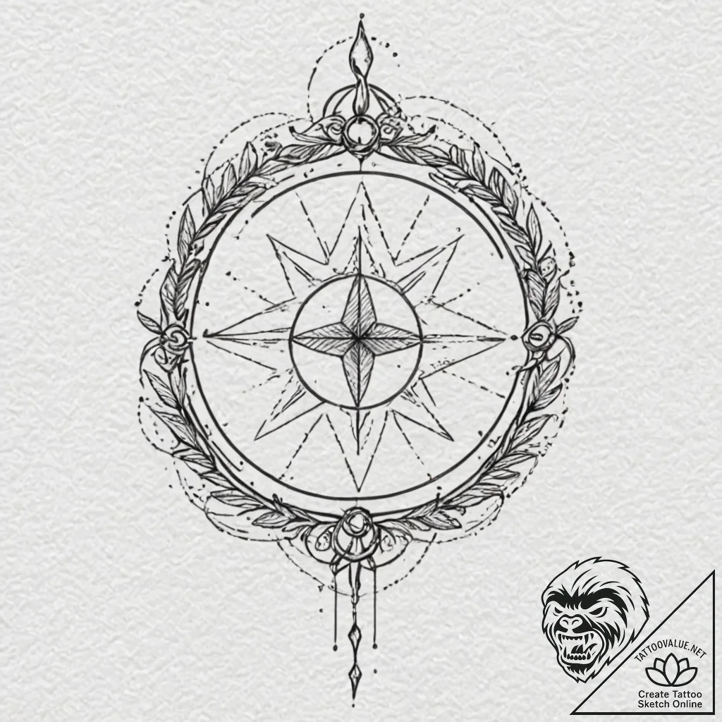 Graven sigil spinning through mist, artistic... - tattoo sketch (№1752259479_0, 11.07.2025 18:44) — tattoovalue.net