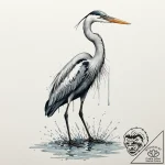 Heron, standing still and patient in the wate… – tattoo sketch (№1752259813_0, 11.07.2025 18:50) — tattoovalue.net