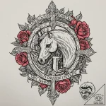Kelpie hooves trampling runes, concept art fo… – tattoo sketch (№1752260315_0, 11.07.2025 18:58) — tattoovalue.net