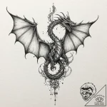 Fractured wings of bone dragon, tattoo drawin… – tattoo sketch (№1752260398_0, 11.07.2025 18:59) — tattoovalue.net