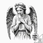 A weeping angel statue – tattoo sketch (№1752260649_0, 11.07.2025 19:04) — tattoovalue.net
