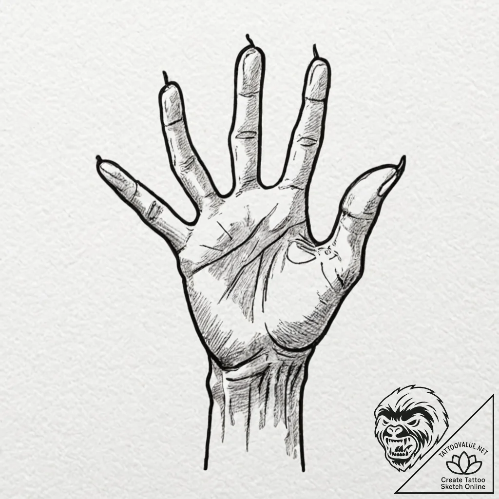 Bone hand rising from soil, ink illustration... - tattoo sketch (№1752261068_0, 11.07.2025 19:11) — tattoovalue.net