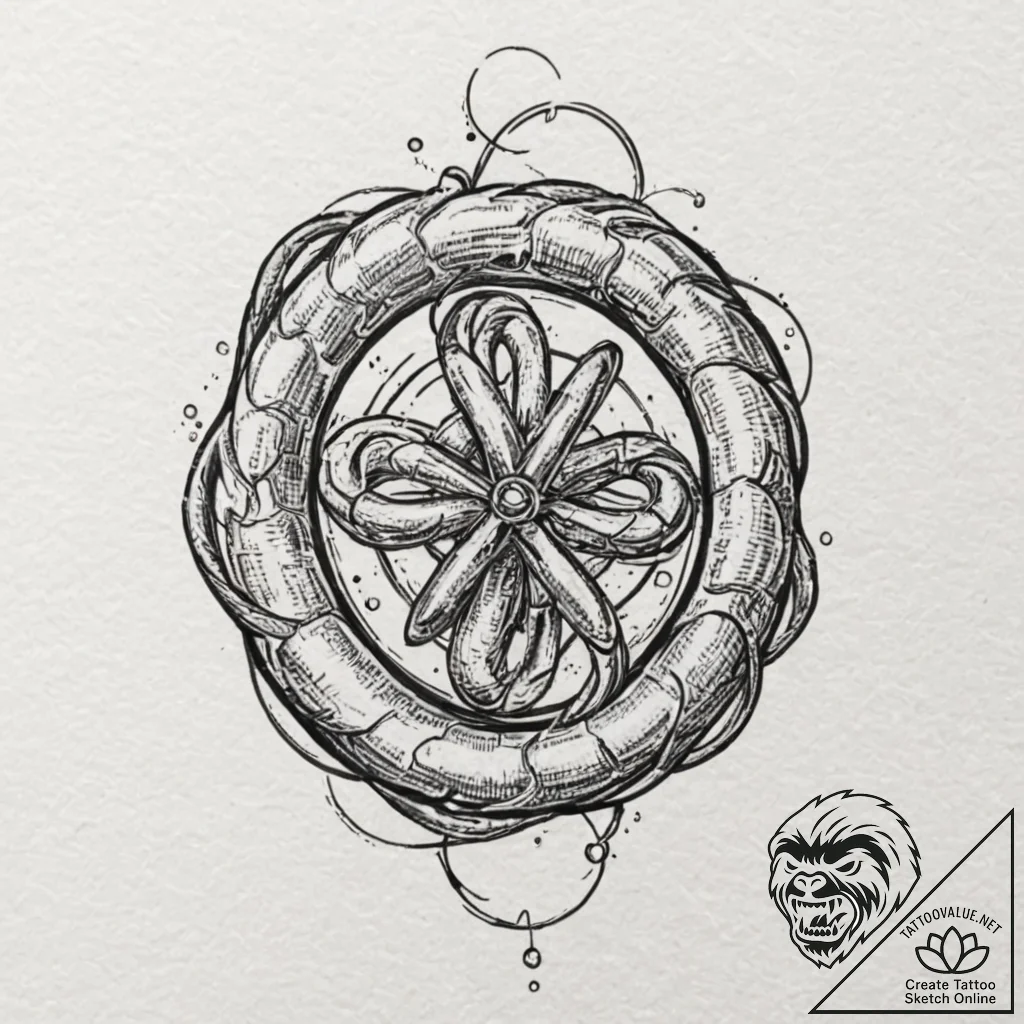 Atomic serpent around nuclear core, tattoo dr... - tattoo sketch (№1752261236_0, 11.07.2025 19:13) — tattoovalue.net