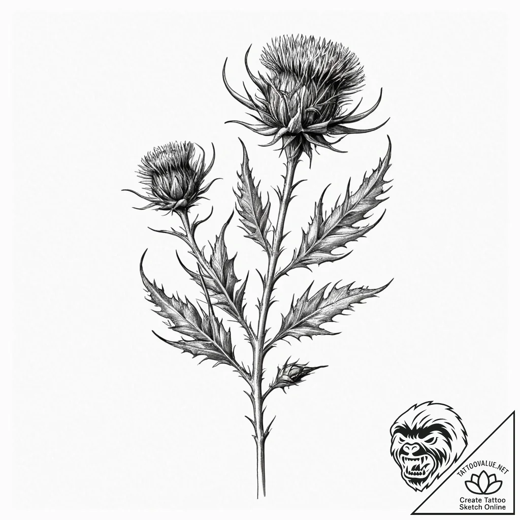 A thistle plant - tattoo sketch (№1752261571_0, 11.07.2025 19:19) — tattoovalue.net
