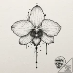 Orchid with petals like iridescent beetle win… – tattoo sketch (№1752262078_0, 11.07.2025 19:27) — tattoovalue.net