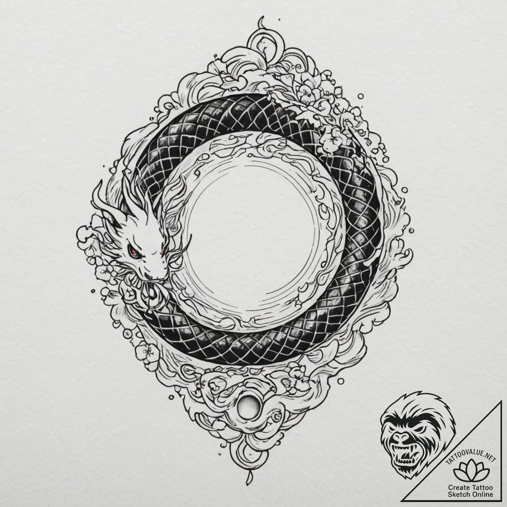 Hallowed serpent through spectral rift, tatto... - tattoo sketch (№1752262162_0, 11.07.2025 19:29) — tattoovalue.net