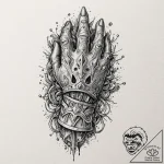 Orcish gauntlet clutching key, ink illustrati… – tattoo sketch (№1752262496_0, 11.07.2025 19:34) — tattoovalue.net