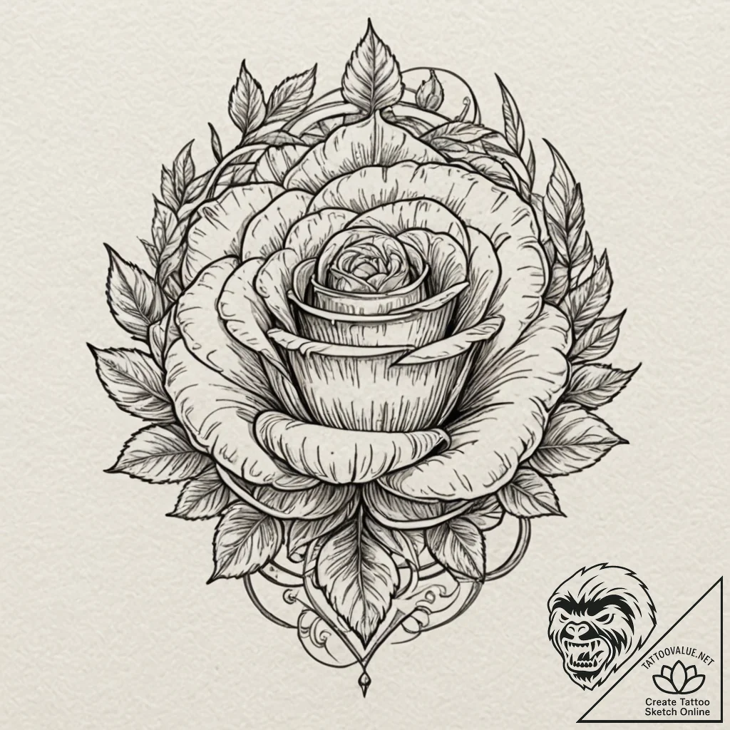 Engraved talon clutching rose, concept art fo... - tattoo sketch (№1752262580_0, 11.07.2025 19:36) — tattoovalue.net