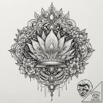 Ghostly crown beneath celestial bloom, artist… – tattoo sketch (№1752262917_0, 11.07.2025 19:41) — tattoovalue.net