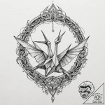 Origami crane turning into a real bird mid-fl… – tattoo sketch (№1752263000_0, 11.07.2025 19:43) — tattoovalue.net