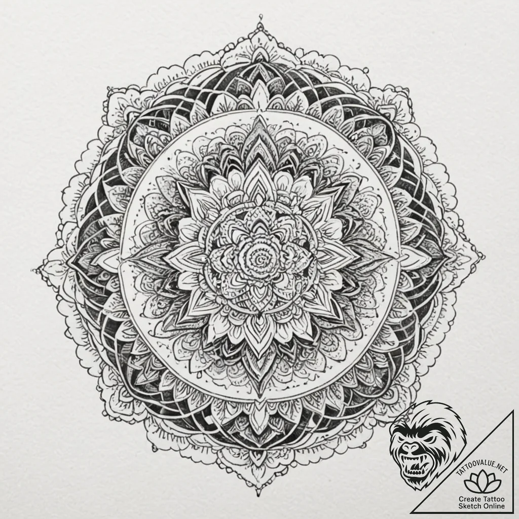 Burning path through ancient forest, ink illu... - tattoo sketch (№1752263168_0, 11.07.2025 19:46) — tattoovalue.net