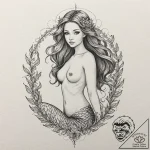 Mermaid, tattoo sketch design, on a clean whi… – tattoo sketch (№1752263251_0, 11.07.2025 19:47) — tattoovalue.net