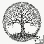 Tree of bones beneath celestial bloom, concep… – tattoo sketch (№1752263502_0, 11.07.2025 19:51) — tattoovalue.net