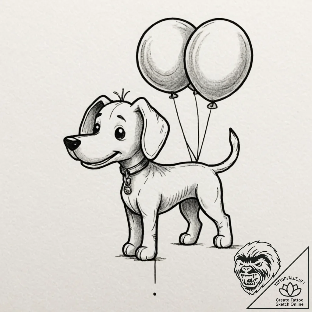 A whimsical balloon dog, pop art,, tattoo ske... - tattoo sketch (№1752263923_0, 11.07.2025 19:58) — tattoovalue.net