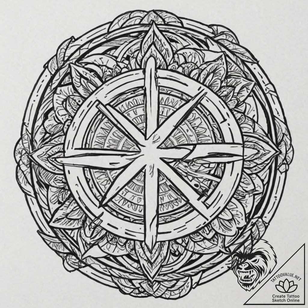 Frosted blade in ritual circle, tattoo line a... - tattoo sketch (№1752264008_0, 11.07.2025 20:00) — tattoovalue.net