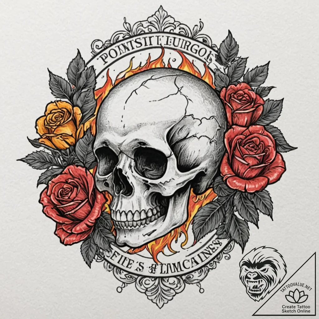 Orb forged from bone and flame, ink illustrat... - tattoo sketch (№1752264095_0, 11.07.2025 20:01) — tattoovalue.net