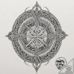 Key with runes and bone carvings, artistic ta… – tattoo sketch (№1752264265_0, 11.07.2025 20:04) — tattoovalue.net