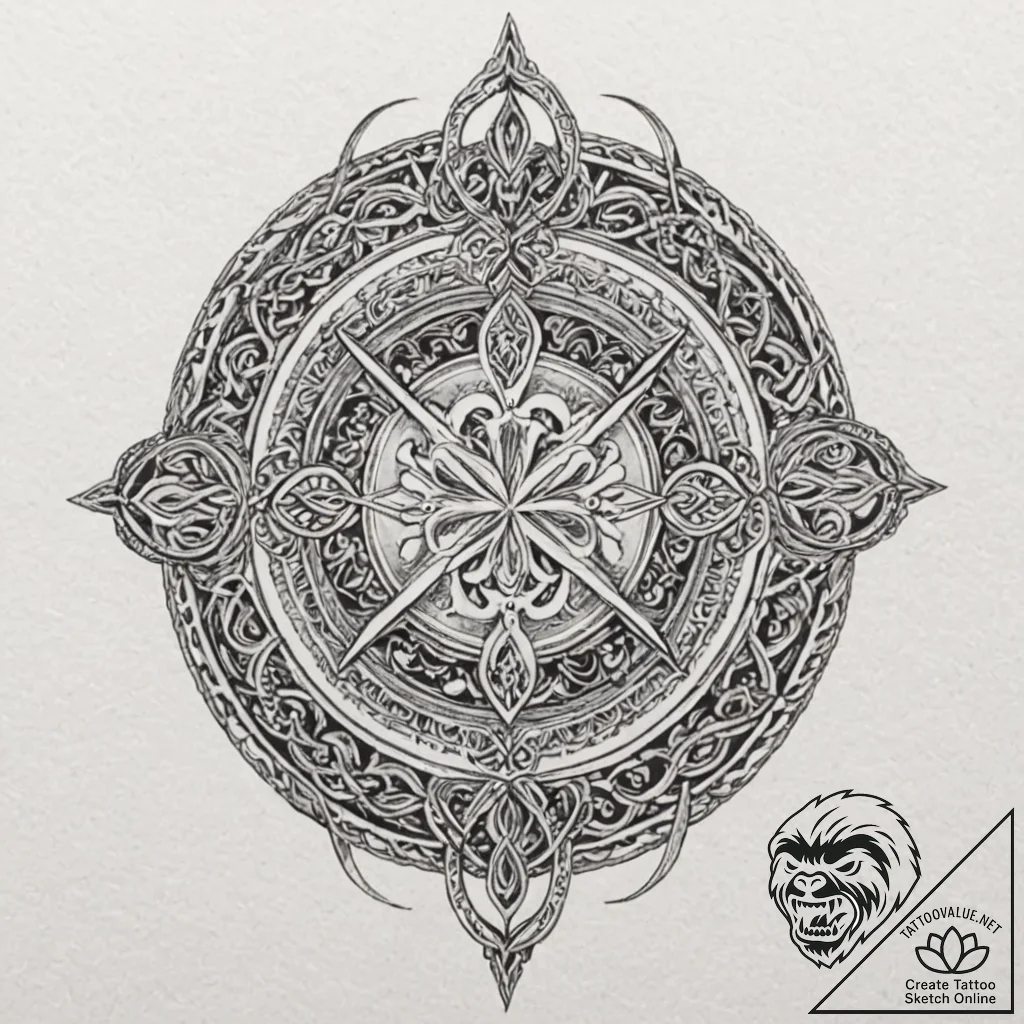 Key with runes and bone carvings, artistic ta... - tattoo sketch (№1752264265_0, 11.07.2025 20:04) — tattoovalue.net