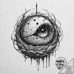 Molten orb devouring shadows, tattoo drawing… – tattoo sketch (№1752264853_0, 11.07.2025 20:14) — tattoovalue.net