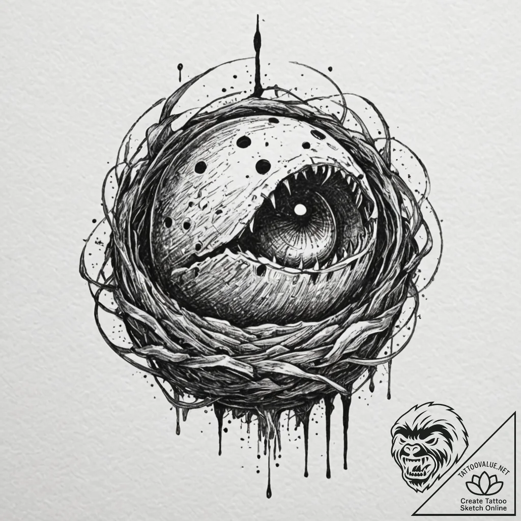 Molten orb devouring shadows, tattoo drawing... - tattoo sketch (№1752264853_0, 11.07.2025 20:14) — tattoovalue.net