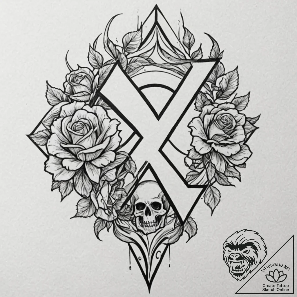 Xenon flame devouring rune, tattoo drawing ou... - tattoo sketch (№1752265016_0, 11.07.2025 20:16) — tattoovalue.net