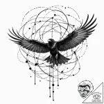 Atomic raven calling from data vortex, ink il… – tattoo sketch (№1752265100_0, 11.07.2025 20:18) — tattoovalue.net