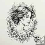 Narcissus, concept art for tattoo, neo tradit… – tattoo sketch (№1752265182_0, 11.07.2025 20:19) — tattoovalue.net