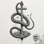 Hallowed serpent beneath celestial spire, con… – tattoo sketch (№1752265350_0, 11.07.2025 20:22) — tattoovalue.net