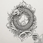 Ice glyph beneath burning sky, ink illustrati… – tattoo sketch (№1752265687_0, 11.07.2025 20:28) — tattoovalue.net
