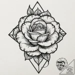 Atomic rose in neon cage, tattoo sketch desig… – tattoo sketch (№1752265854_0, 11.07.2025 20:30) — tattoovalue.net