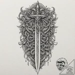 Dagger carved with runes, ink illustration fo… – tattoo sketch (№1752265939_0, 11.07.2025 20:32) — tattoovalue.net