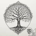 Yggdrasil, the world tree, depicted as a mass… – tattoo sketch (№1752266274_0, 11.07.2025 20:37) — tattoovalue.net