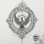 Phoenix talon beneath burning sun, tattoo ske… – tattoo sketch (№1752266775_0, 11.07.2025 20:46) — tattoovalue.net