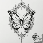 Atomic butterfly in wireframe, ink illustrati… – tattoo sketch (№1752267110_0, 11.07.2025 20:51) — tattoovalue.net