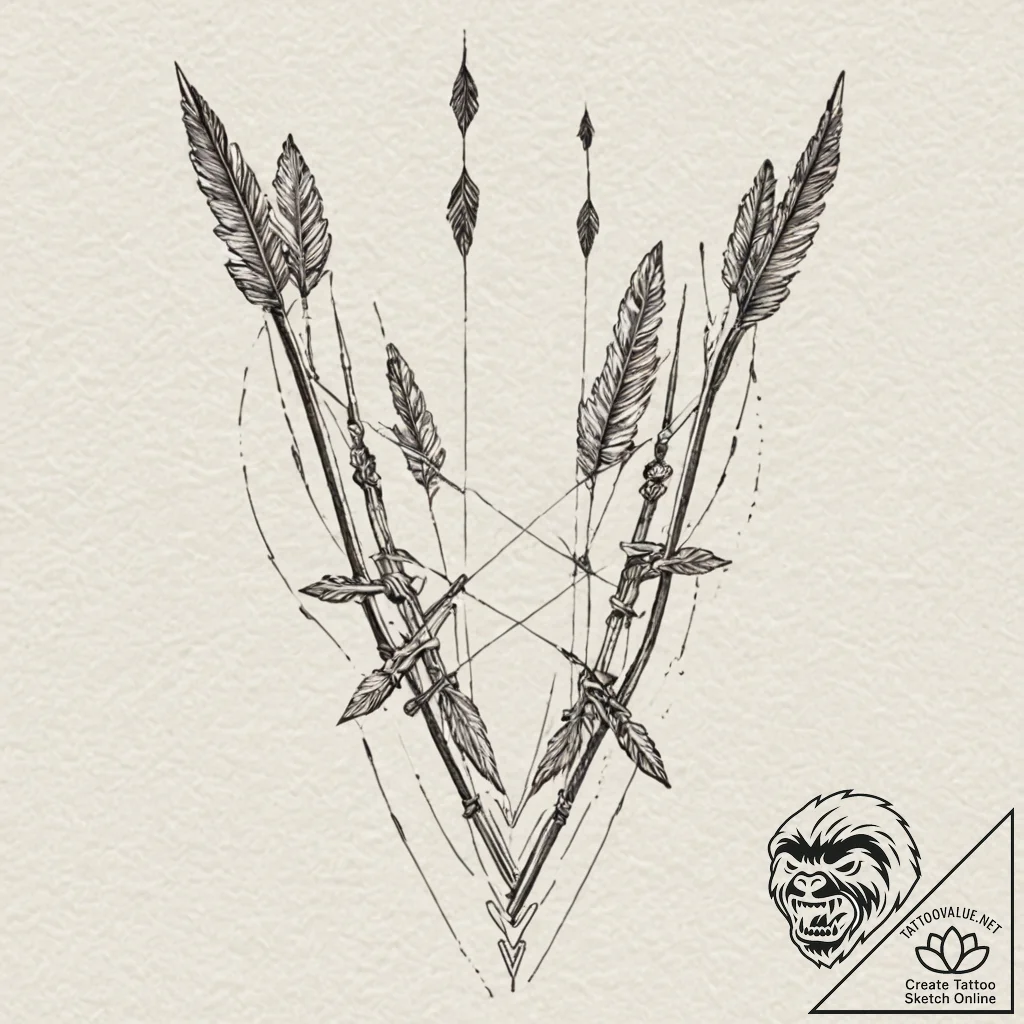 Quiver tipped with bone arrows, concept art f... - tattoo sketch (№1752267194_0, 11.07.2025 20:53) — tattoovalue.net