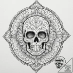 Sugar skull, artistic tattoo sketch, on a cle… – tattoo sketch (№1752267530_0, 11.07.2025 20:58) — tattoovalue.net