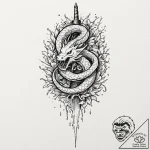 Animated dagger dripping with venom, ink illu… – tattoo sketch (№1752267613_0, 11.07.2025 21:00) — tattoovalue.net