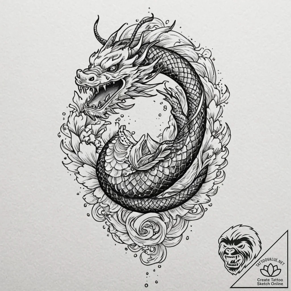Lizard, concept art for tattoo, irezumi japan... - tattoo sketch (№1752268866_0, 11.07.2025 21:21) — tattoovalue.net