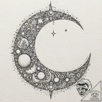 Moon, artistic tattoo sketch, vibrant colors,… – tattoo sketch (№1752269535_0, 11.07.2025 21:32) — tattoovalue.net