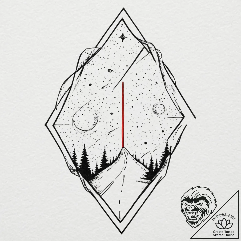 Zipper on the horizon, opening the sky to rev... - tattoo sketch (№1752269619_0, 11.07.2025 21:33) — tattoovalue.net
