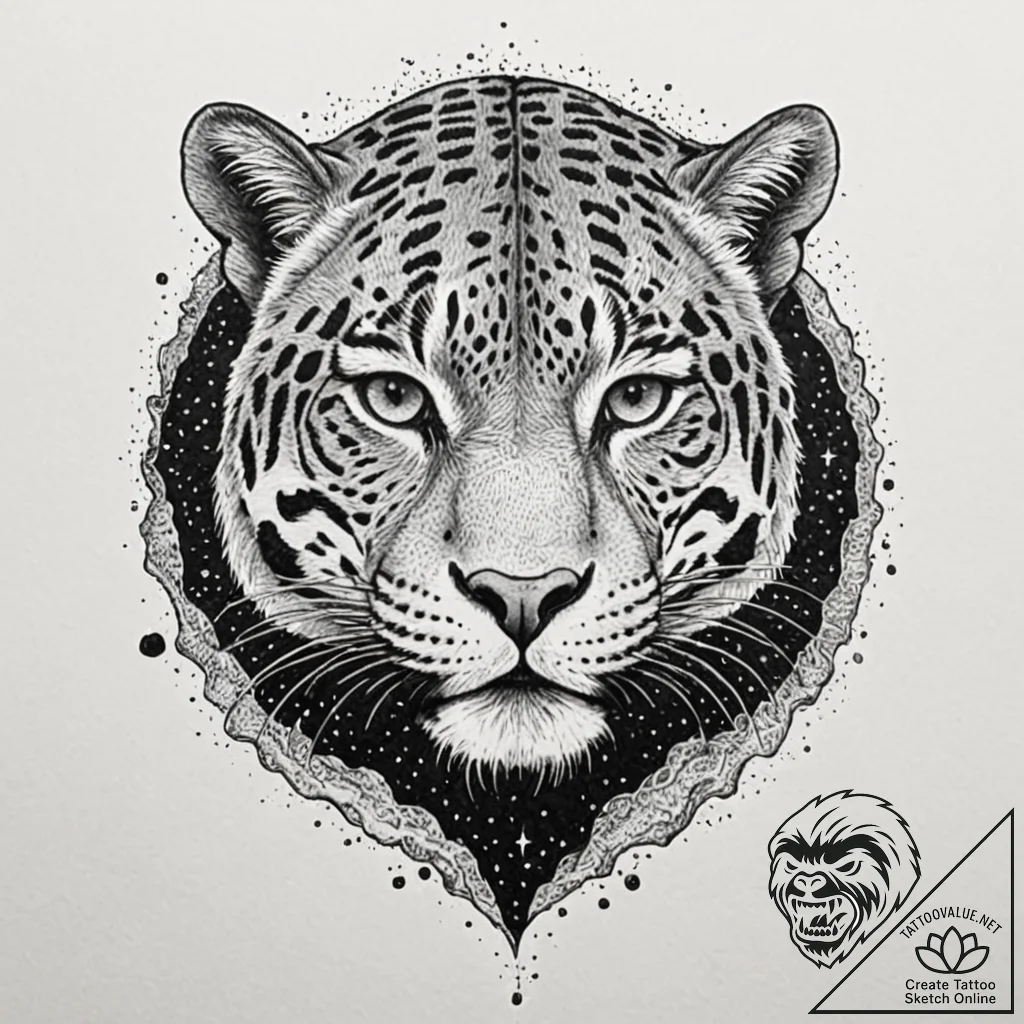 Jaguar relic devouring starlight, tattoo draw... - tattoo sketch (№1752269702_0, 11.07.2025 21:35) — tattoovalue.net
