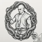 Monk staff entwined with serpents, artistic t… – tattoo sketch (№1752269953_0, 11.07.2025 21:39) — tattoovalue.net