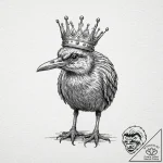 Kiwi bird with bone crown, concept art for ta… – tattoo sketch (№1752272459_0, 11.07.2025 22:20) — tattoovalue.net