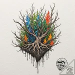 Jungle relic beneath bone roots, concept art… – tattoo sketch (№1752272548_0, 11.07.2025 22:22) — tattoovalue.net