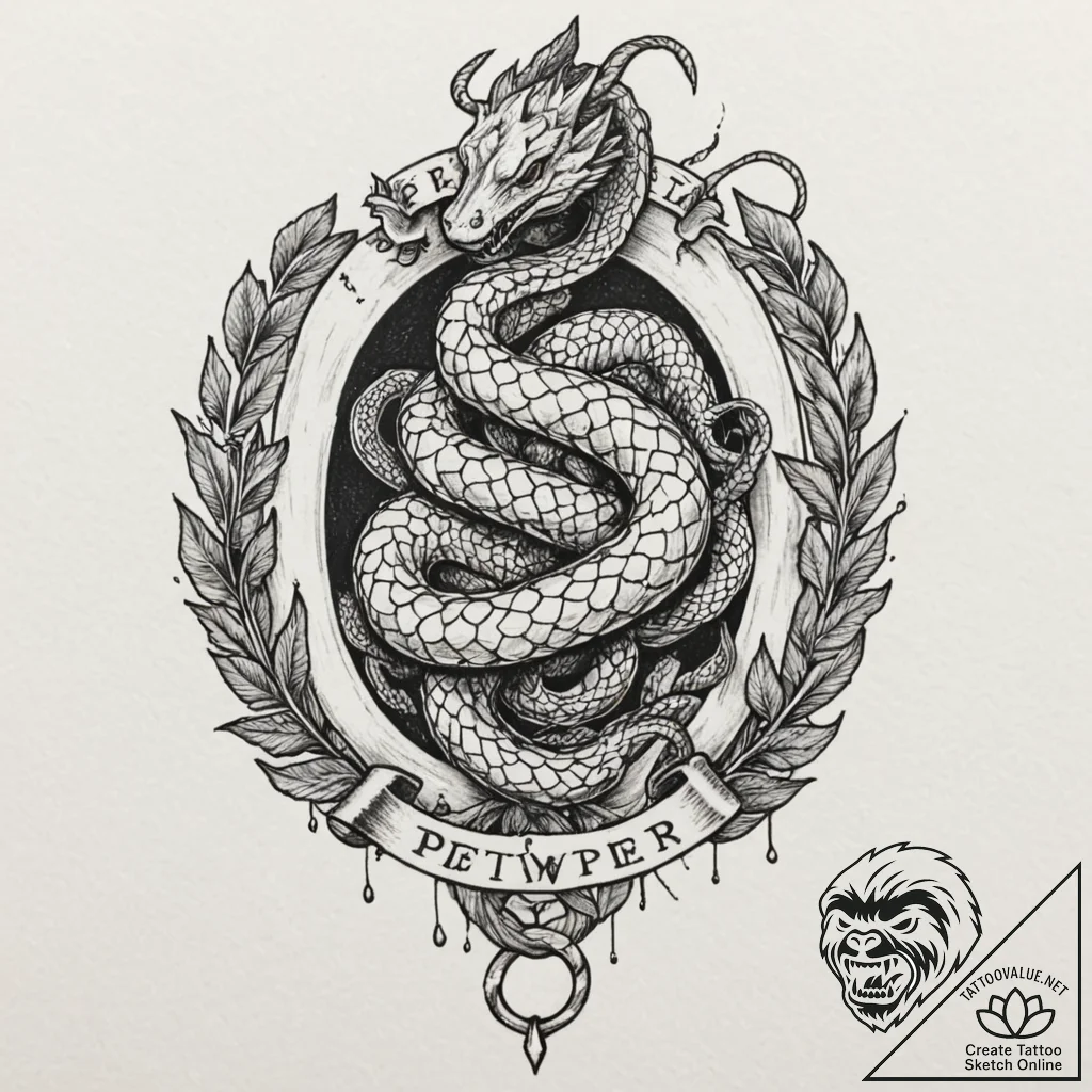 Ivory serpent around shattered helm, tattoo s... - tattoo sketch (№1752273118_0, 11.07.2025 22:31) — tattoovalue.net