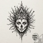 Fractured relic crowned with roots, tattoo dr… – tattoo sketch (№1752273595_0, 11.07.2025 22:39) — tattoovalue.net