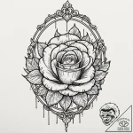 Rose mirror beneath spectral gate, concept ar… – tattoo sketch (№1752274334_0, 11.07.2025 22:52) — tattoovalue.net