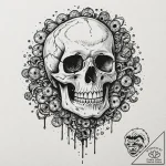 Bone coins spilling from skull, concept art f… – tattoo sketch (№1752274418_0, 11.07.2025 22:53) — tattoovalue.net